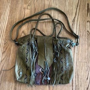 Free People Leather and printed fabric shoulder or crossbody bag used once